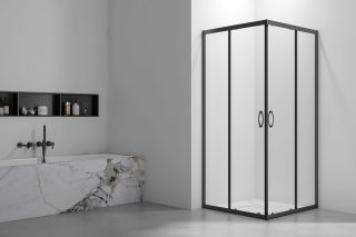 Душевой уголок Veconi Rovigo RV-101B, 900x800x1900, черный, стекло прозрачное